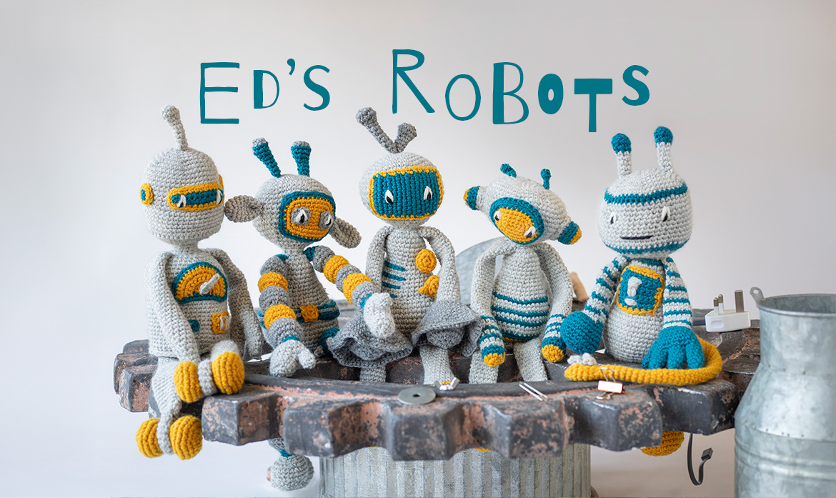 Robots crochet flipbook patterns toft kerry lord
